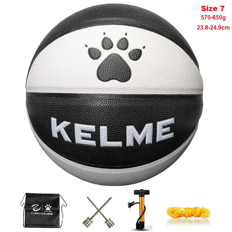 KELME Man Basketball PU Materia Team Sports Match Training Basketball Indoor and Outdoor Wear-resistant High Quality Ball size 7 AllFourSports