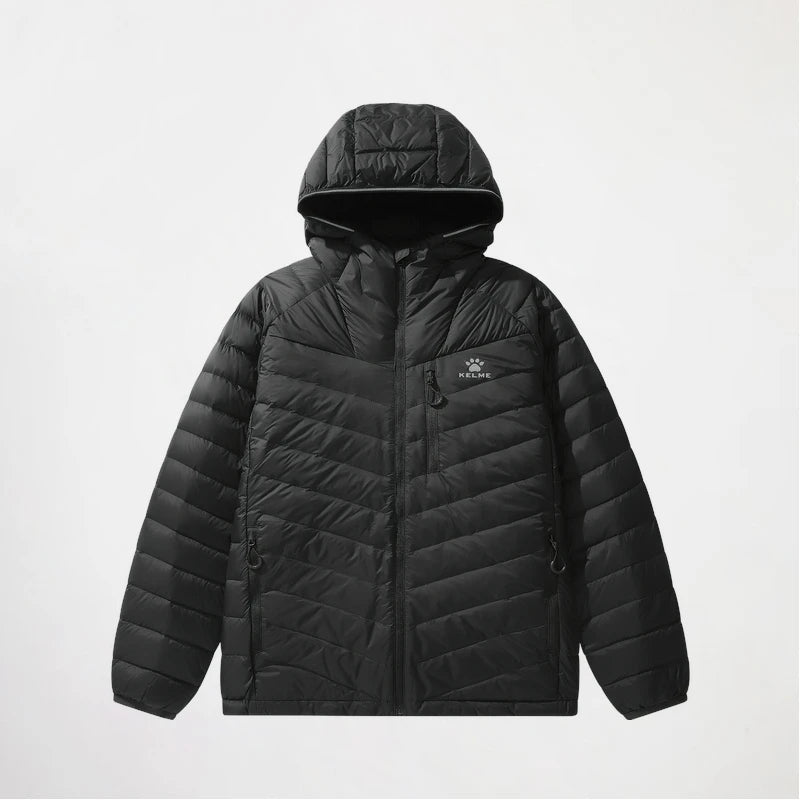 Kelme Outdoor Lightweight Down Jacket Men's Winter New Hooded Warm Pork Rib Windproof Mountaineering Jacket AllFourSports