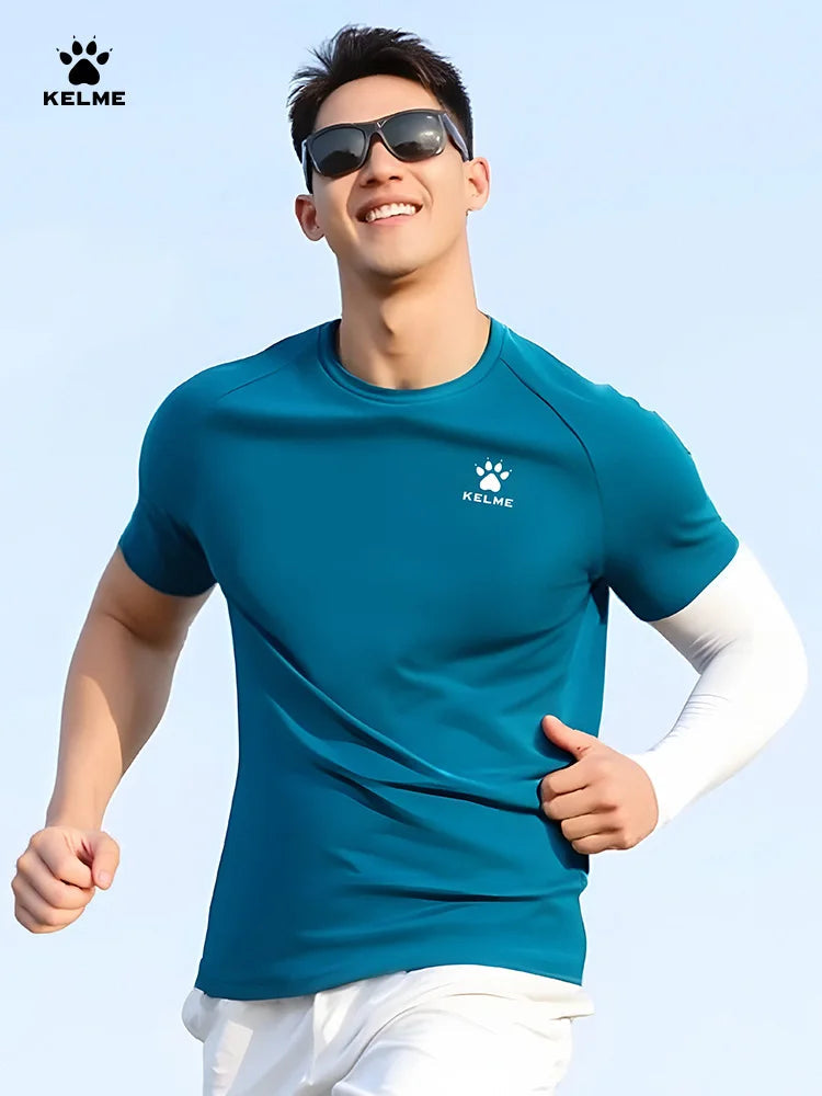 Kelme Men's Sports T-shirt Ice Silk Quick-drying Short-sleeved Fitness Outdoor Running Training Breathable Top AllFourSports