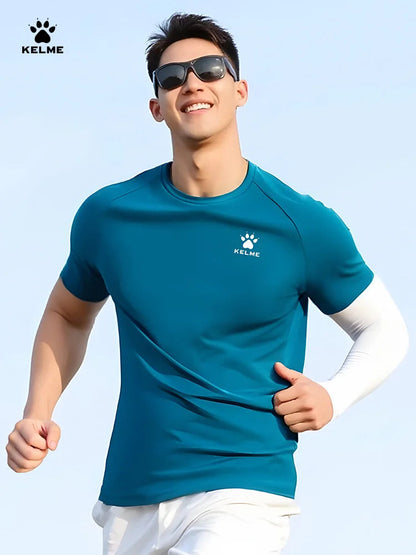 Kelme Men's Sports T-shirt Ice Silk Quick-drying Short-sleeved Fitness Outdoor Running Training Breathable Top AllFourSports
