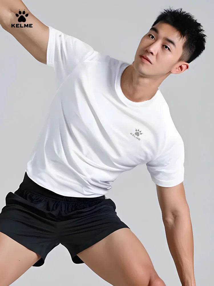 Kelme Men's Sports T-shirt Ice Silk Quick-drying Short-sleeved Fitness Outdoor Running Training Breathable Top AllFourSports