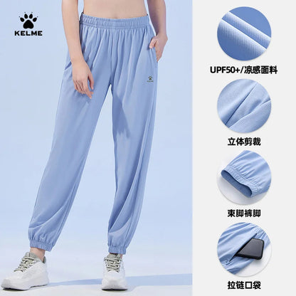 Kelme Women's Sunscreen Ice Silk Sports Pants Quick-drying Outdoor Cool Hiking Yoga Pants Camping Mountaineering Trousers AllFourSports