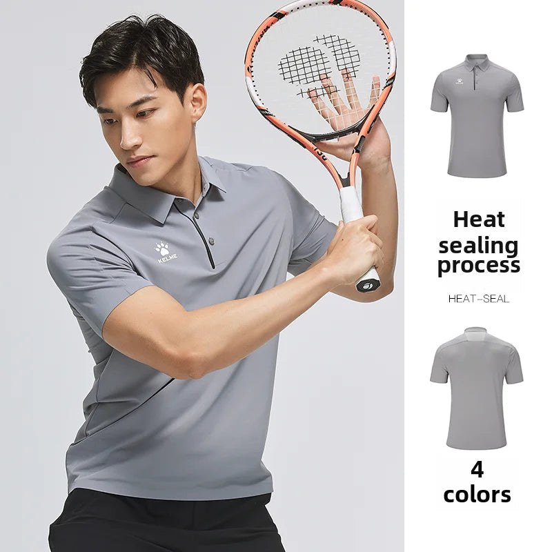 Kelme Men's Polo Shirt Lapel Hiking Sports T-shirt Breathable Casual Business Short-sleeved Outdoor Camping Top AllFourSports