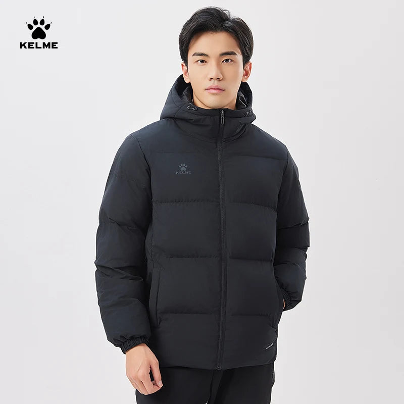 Kelme Sports Cotton Jacket Men's Winter 2024 New Style Bread Jacket Hooded Windproof Jacket Thickened Warm Cotton Jacket AllFourSports