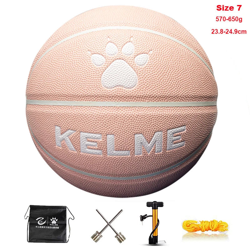 KELME Man Basketball PU Materia Team Sports Match Training Basketball Indoor and Outdoor Wear-resistant High Quality Ball size 7 AllFourSports