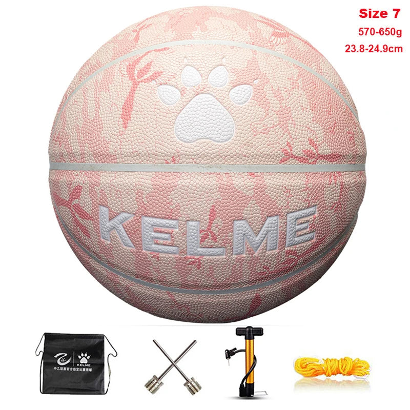 KELME Man Basketball PU Materia Team Sports Match Training Basketball Indoor and Outdoor Wear-resistant High Quality Ball size 7 AllFourSports