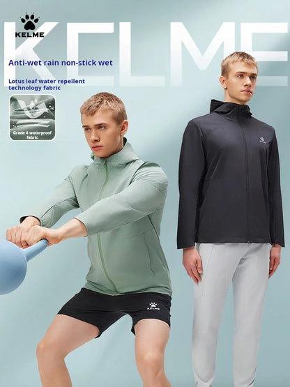 Kelme Men's Camping Sports Windbreaker Outdoor Hiking Hooded Clothing Windproof Mountaineering Jacket Camping Jacket AllFourSports