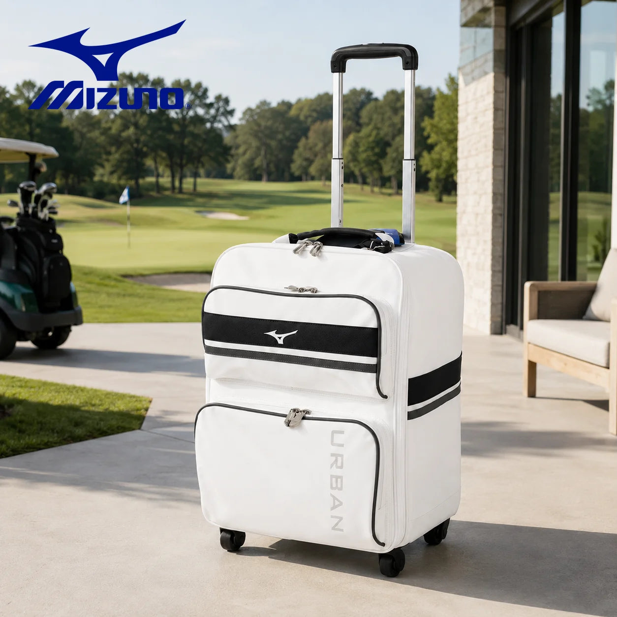 Mizuno Women's Rolling Golf Clothing Bag 2026 Premium Wheeled Travel Duffle Large Capacity Grey Suitcase Perfect Gift for Golfer AllFourSports
