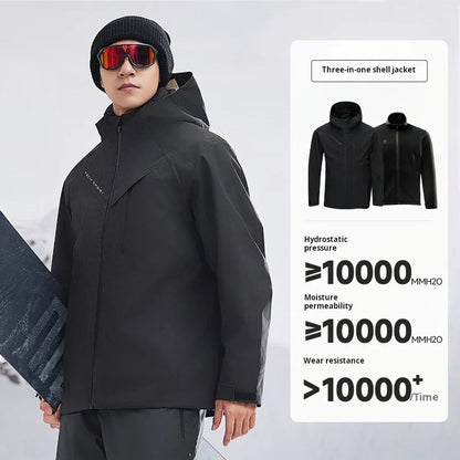 Kelme 3-in-1 Assault Suit Men's Waterproof Mountaineering Suit Outdoor Camping Windproof And Warm Hiking Jacket AllFourSports