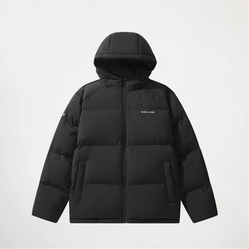 Kelme Short Down Jacket Men's Autumn And Winter Hooded Couple Warm Cotton Jacket Fashionable Outdoor Sports Thick Down Jacket AllFourSports
