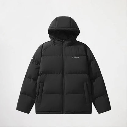 Kelme Short Down Jacket Men's Autumn And Winter Hooded Couple Warm Cotton Jacket Fashionable Outdoor Sports Thick Down Jacket AllFourSports