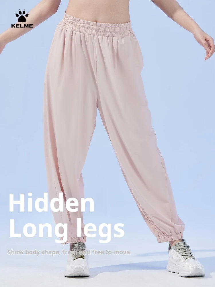 Kelme Women's Sunscreen Ice Silk Sports Pants Quick-drying Outdoor Cool Hiking Yoga Pants Camping Mountaineering Trousers AllFourSports
