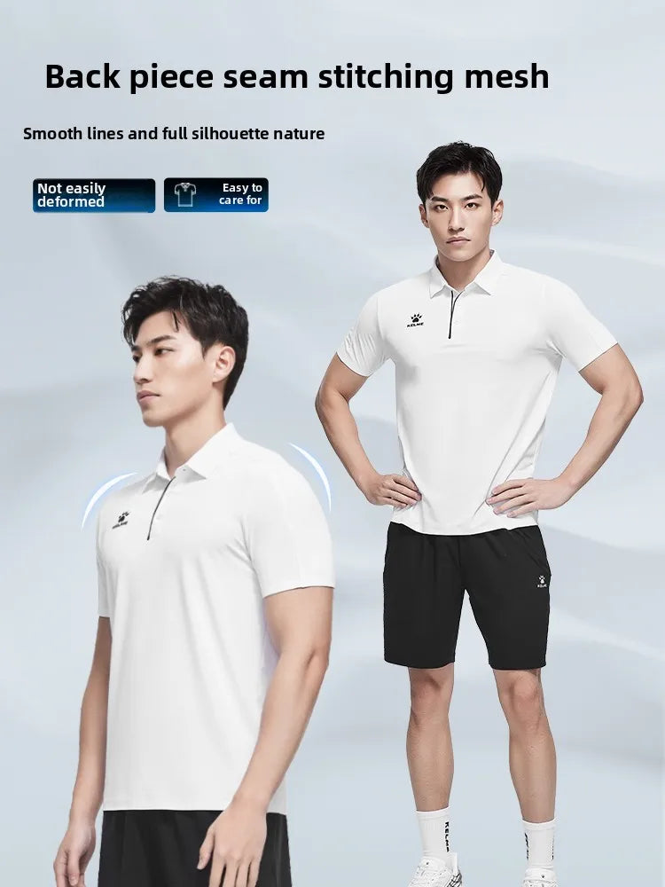 Kelme Men's Polo Shirt Lapel Hiking Sports T-shirt Breathable Casual Business Short-sleeved Outdoor Camping Top AllFourSports